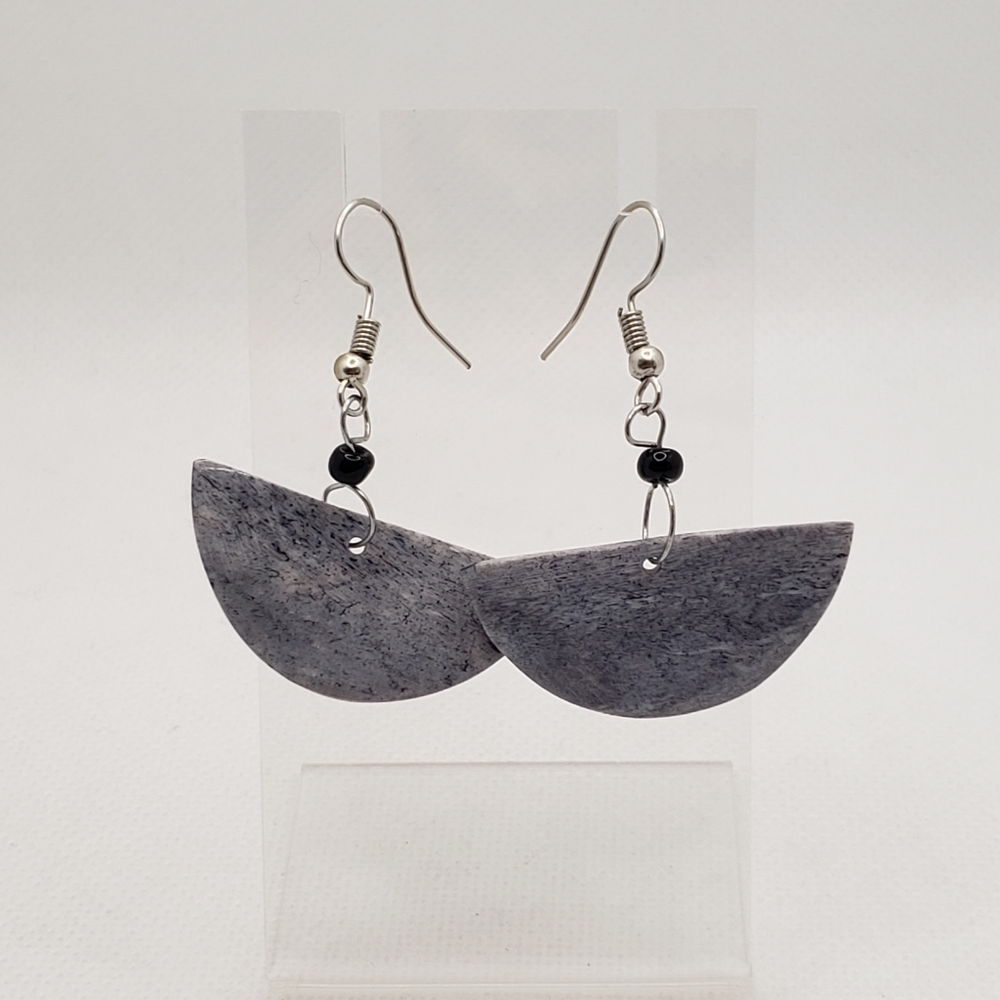 Gray Half-Moon Earrings